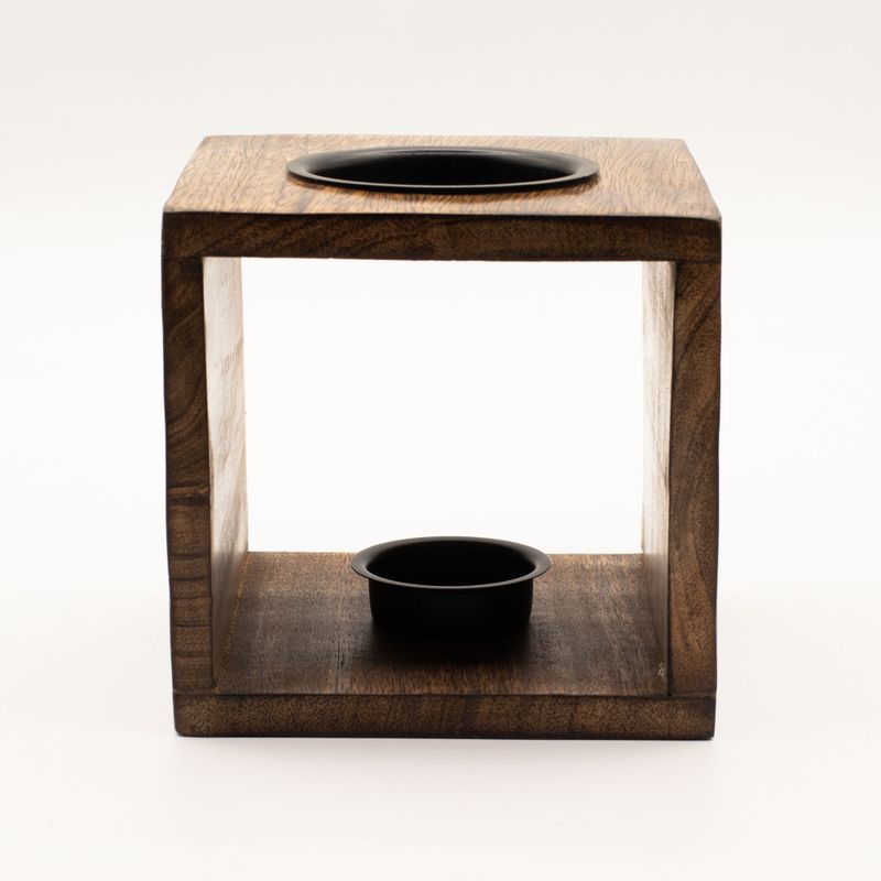 Quemador de aceite de madera de mango cuadrado grande - Pentágono