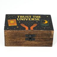 Caja esmaltada mediana - Confía en el Universo
