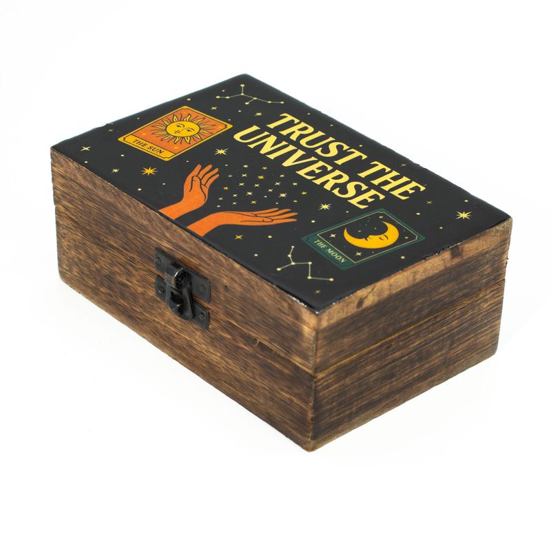 Caja esmaltada mediana - Confía en el Universo