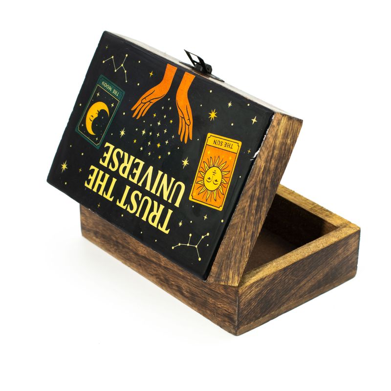 Caja esmaltada mediana - Confía en el Universo