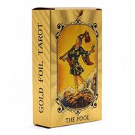 Conjunto de cartas de tarot con foil azul y dorado - Ojo que todo lo ve - con folleto