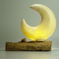 Lámpara de Mesa con Pantalla Media Luna Craquelada – Gris