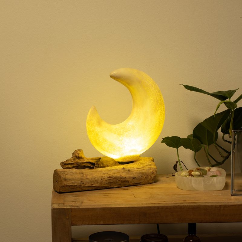 Lámpara de Mesa con Pantalla Media Luna Craquelada – Gris