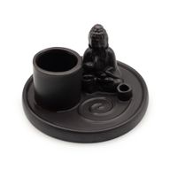 Plato de incienso de Buda multifuncional - cerámica negra mate