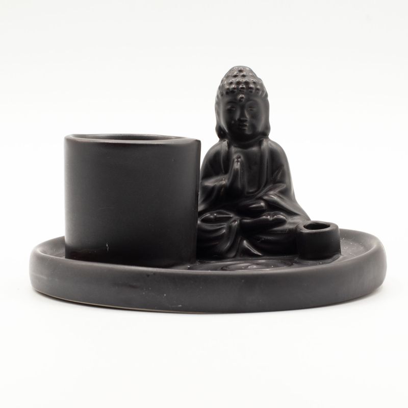 Plato de incienso de Buda multifuncional - cerámica negra mate