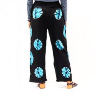 Pantalones de estilo japonés para estar en casa - negro y azul - L