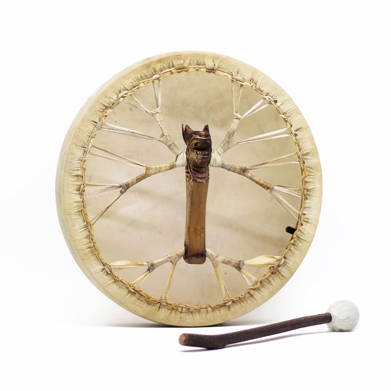 Espíritu del dragón - tambor chamán y baqueta - ajustable - 40 cm