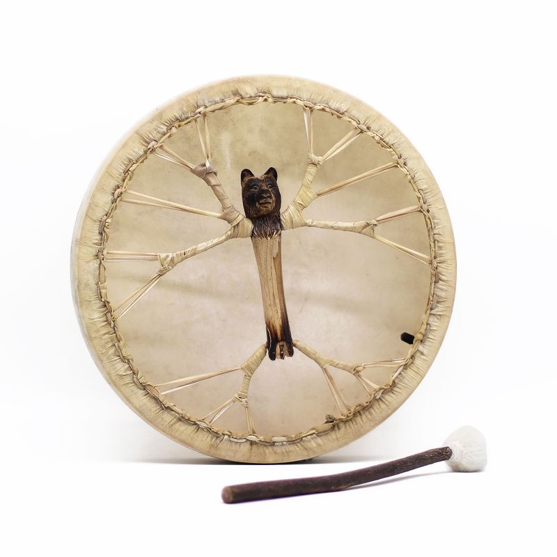 Espíritu del Oso - Tambor Chamán y Baqueta - Afinable - 40 cm