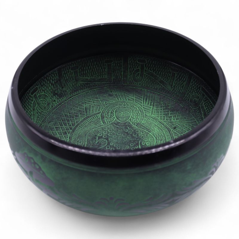 Cuenco tibetano de canto con forma de hongo - Verde musgo (23x10,5 cm, 1,3 kg)