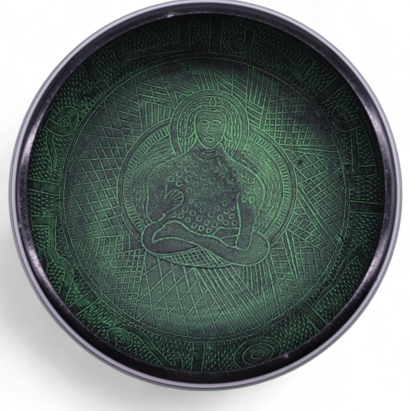 Cuenco tibetano de canto con forma de hongo - Verde musgo (23x10,5 cm, 1,3 kg)