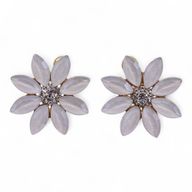 Pendientes de Cristal Vintage - Flores - Perla