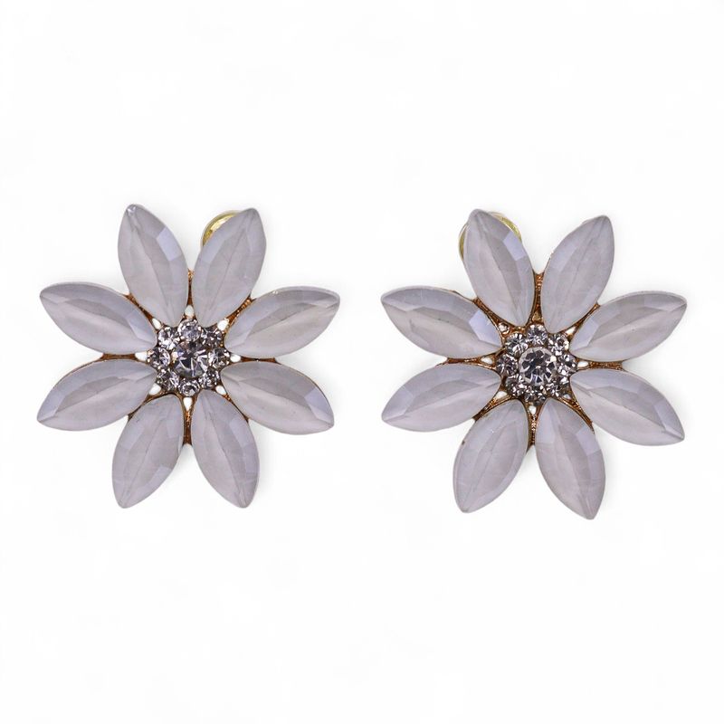 Pendientes de Cristal Vintage - Flores - Perla