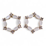 Pendientes de Cristal Vintage - Aro - Perla