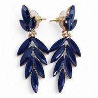 Pendientes de Cristal Vintage - Largo - Azul