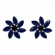 Pendientes de Cristal Vintage - Flores - Azul