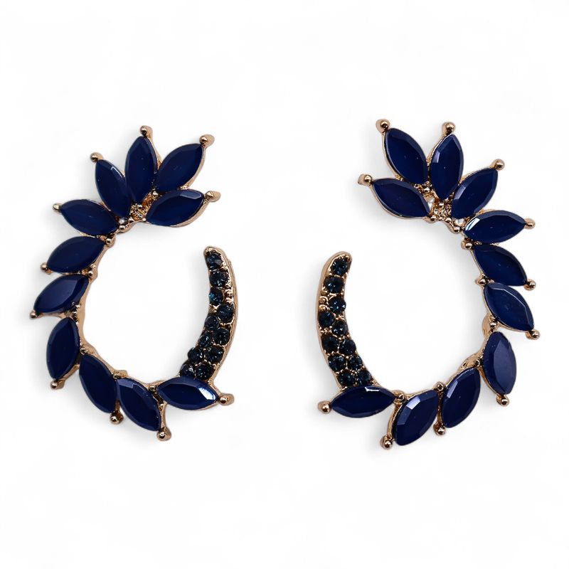 Pendientes de Cristal Vintage - Aro - Azul