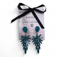 Pendientes de Cristal Vintage - Largo - Verde Turquesa
