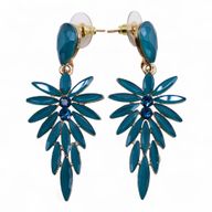 Pendientes de Cristal Vintage - Largo - Verde Turquesa