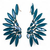 Pendientes de Cristal Vintage - Alas de ángel - Verde Turquesa