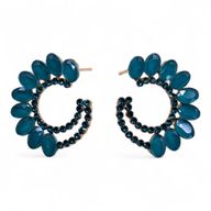 Pendientes de Cristal Vintage - Aro - Verde Turquesa
