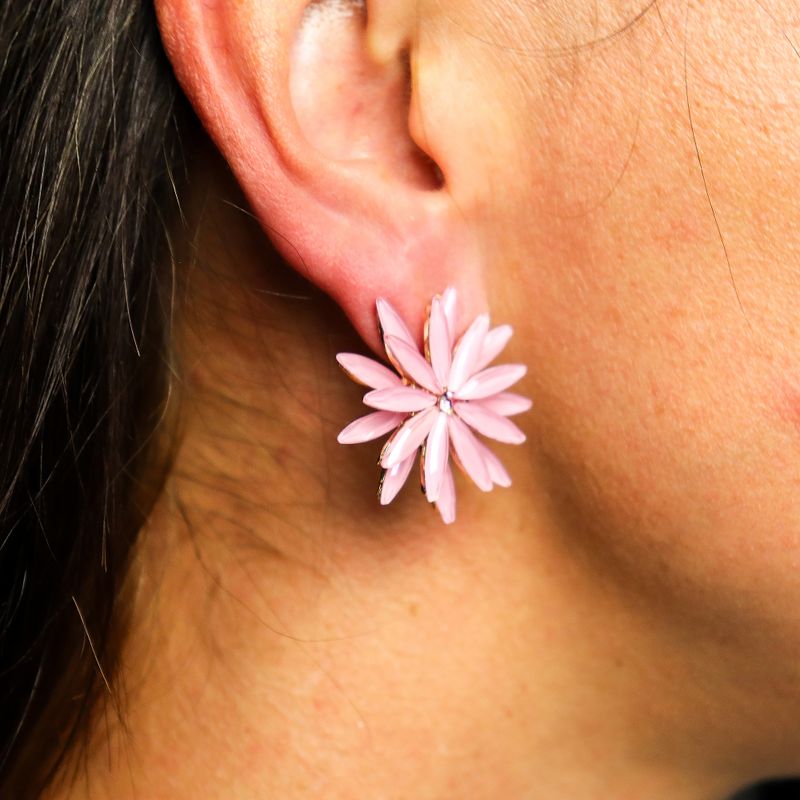 Pendientes de Cristal Vintage - Flores - Cuarzo Rosa