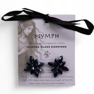 Pendientes de Cristal Vintage - Flores - Negro Azabache
