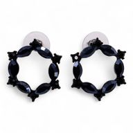 Pendientes de Cristal Vintage - Aro - Negro Azabache