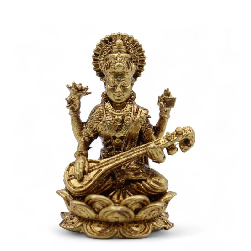 Dioses en miniatura de latón - Sarswati (22gms) - 34mm