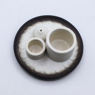 Soporte cerámico para Palo Santo e Incienso - Mandala - Blanco y Gris