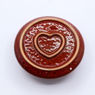 Soporte cerámico para Palo Santo e Incienso - Mandala - Rojo con brillo en forma de corazón