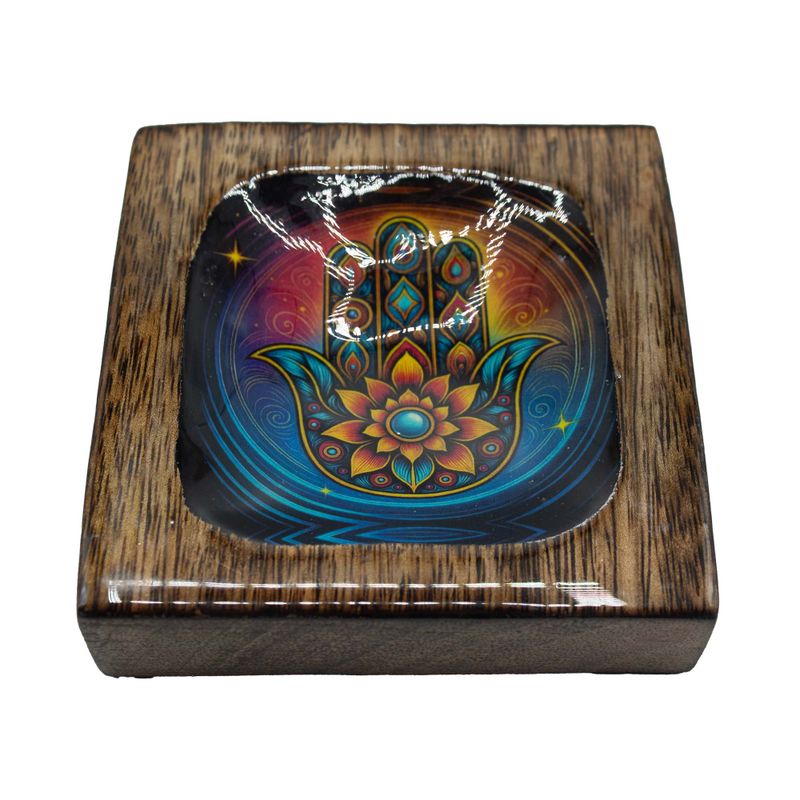 Juego de bandejas de mango esmaltadas Mediano - Hamsa