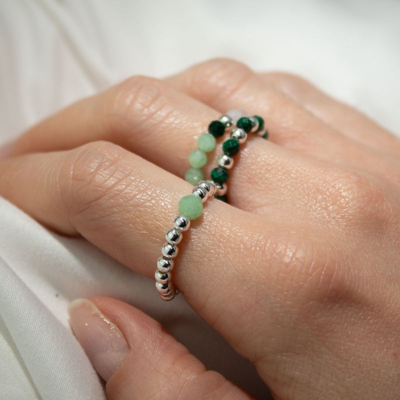 Conjunto de anillos con gema de espíritu ninfa - Espíritu del Bosque