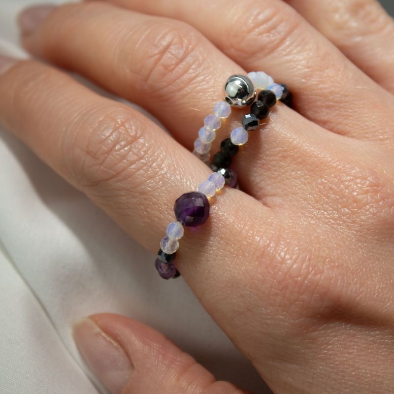 Conjunto de anillos de gema del espíritu de ninfa - Luna Llena