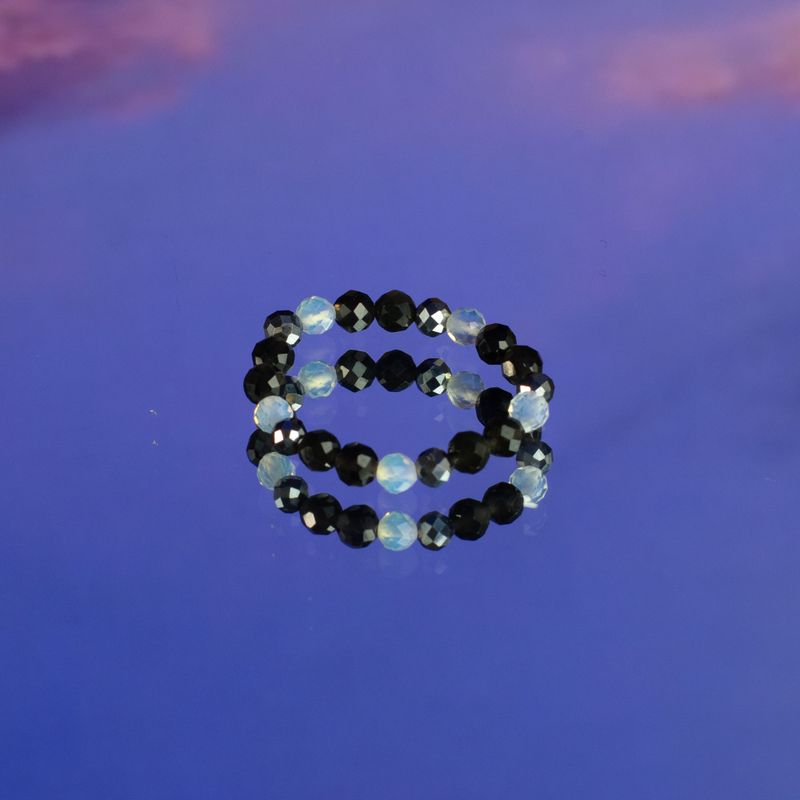 Conjunto de anillos de gema del espíritu de ninfa - Luna Llena