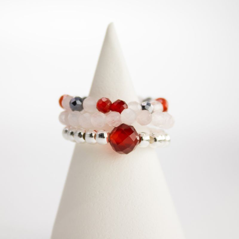 Conjunto de anillos de gema del espíritu ninfa - Amor y Fuego