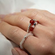 Conjunto de anillos de gema del espíritu ninfa - Amor y Fuego