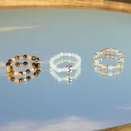 Conjunto de anillos con gemas de ninfa espiritual - Puesta de sol marina