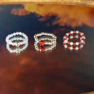 Conjunto de anillos de gema de ninfa - Luna de sangre