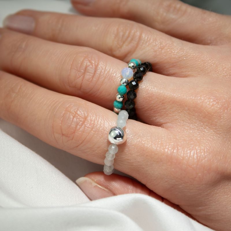 Conjunto de anillos de gema de ninfa - Océano sin fin