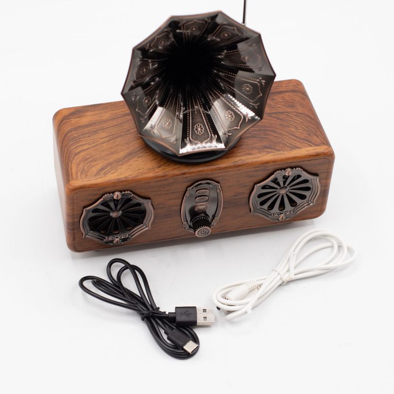 Altavoz de gramófono doble mini retro - Bluetooth - 5,4 vatios x 2