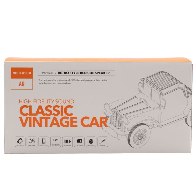 Altavoz clásico para coche vintage y soporte para teléfono - Bluetooth - 5 vatios