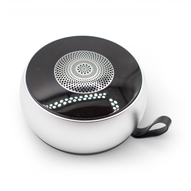 Altavoz mini plateado con efecto de iluminación Mandela