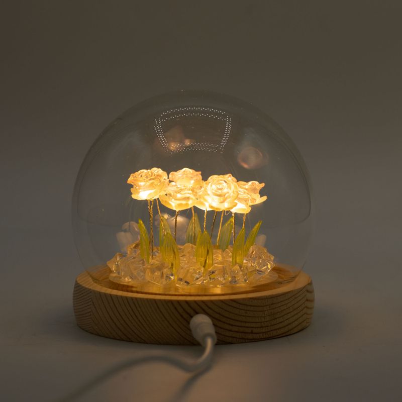 Domo de jardín Floral Glow - 10 rosas rosadas - LED USB