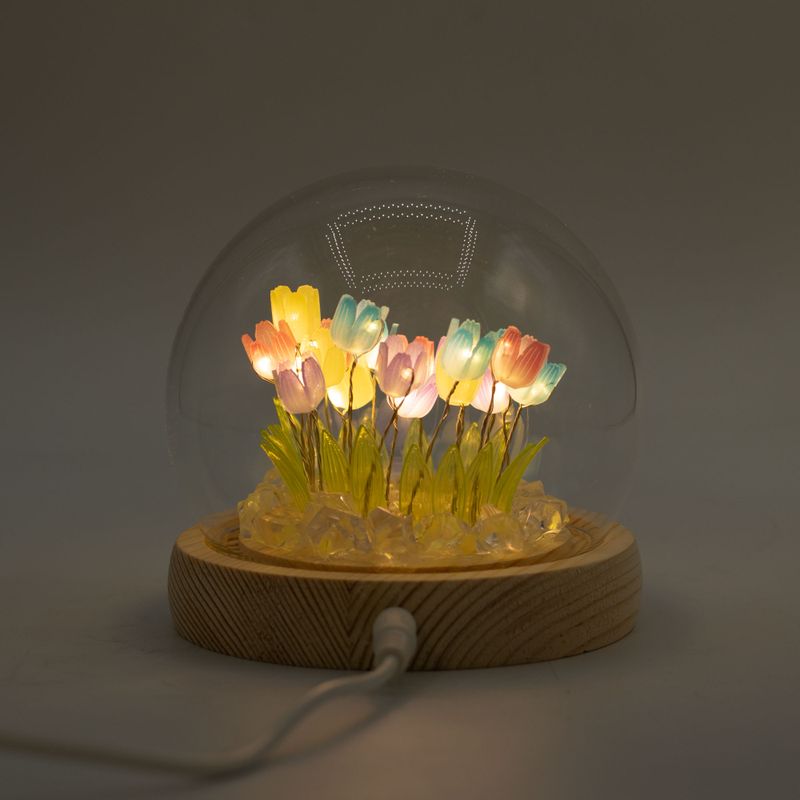 Domo de jardín Floral Glow - 20 tulipanes multicolor - LED USB