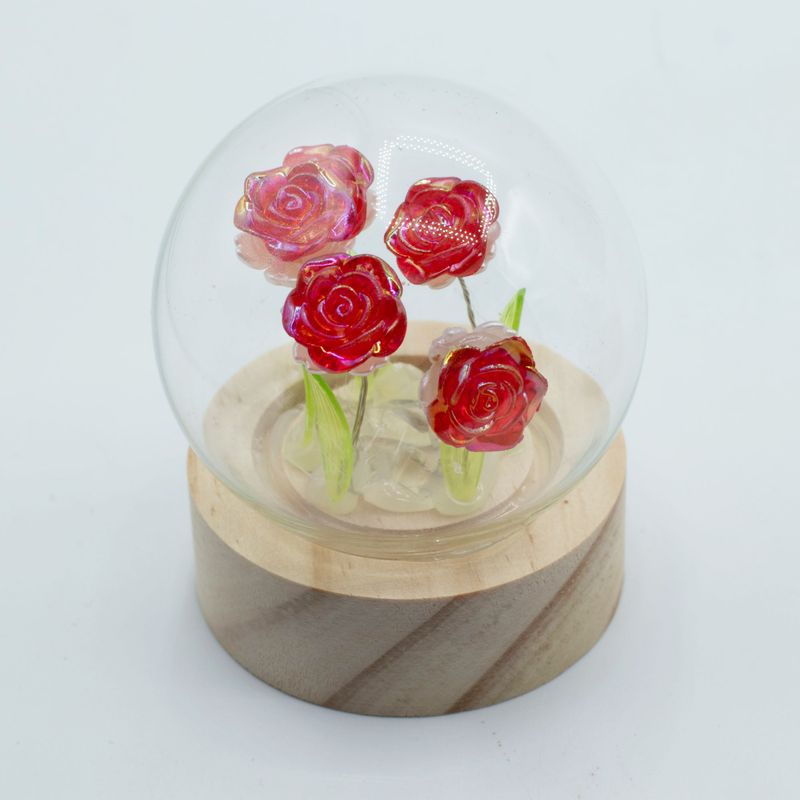 Domo de jardín Floral Glow - 5 rosas rojas - Batería LED