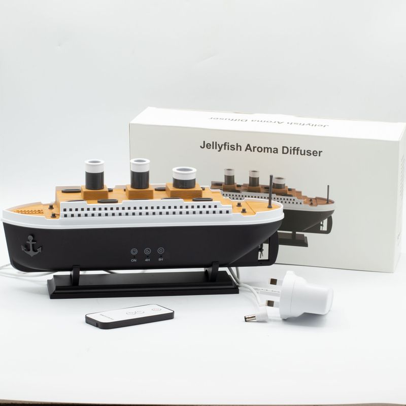 Difusor de aromas con efecto de modelo de barco y LED que cambia de color