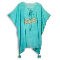 Colección Nómada Sari Mediterráneo - Kaftan - Diseño de Corazón en Turquesa y Oro
