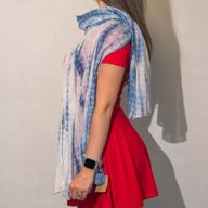 Bufanda de fiesta Sari Nomad Brillante – Azul oscuro (180×50 cm)