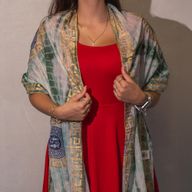 Nomad Sari Verano Marbella Pañuelo estampado - Verde con Oro  (180x50cm)