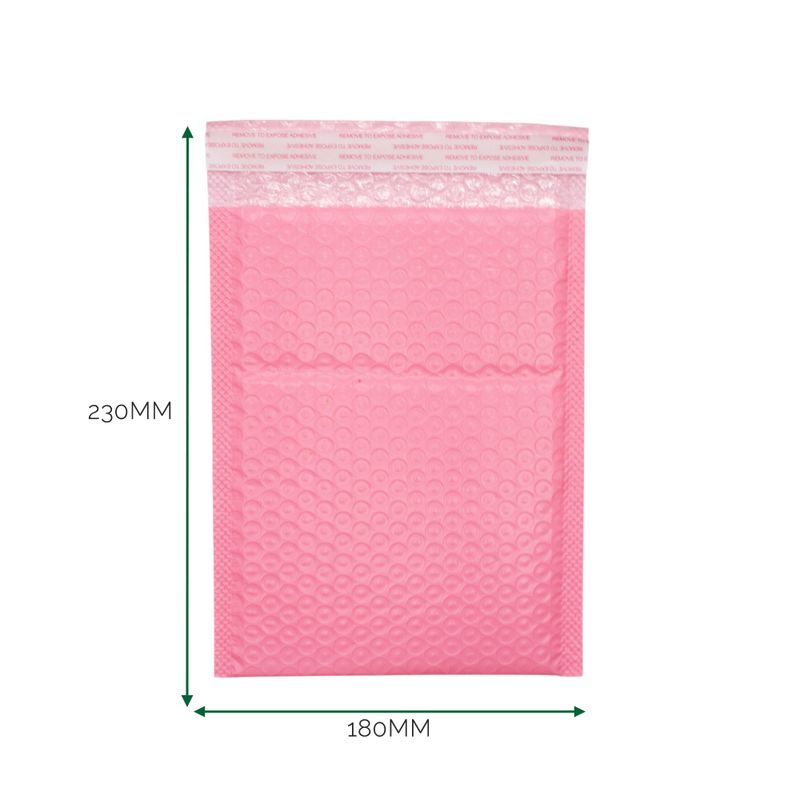 Sobre de burbuja de polietileno rosa (180x230+40mm)